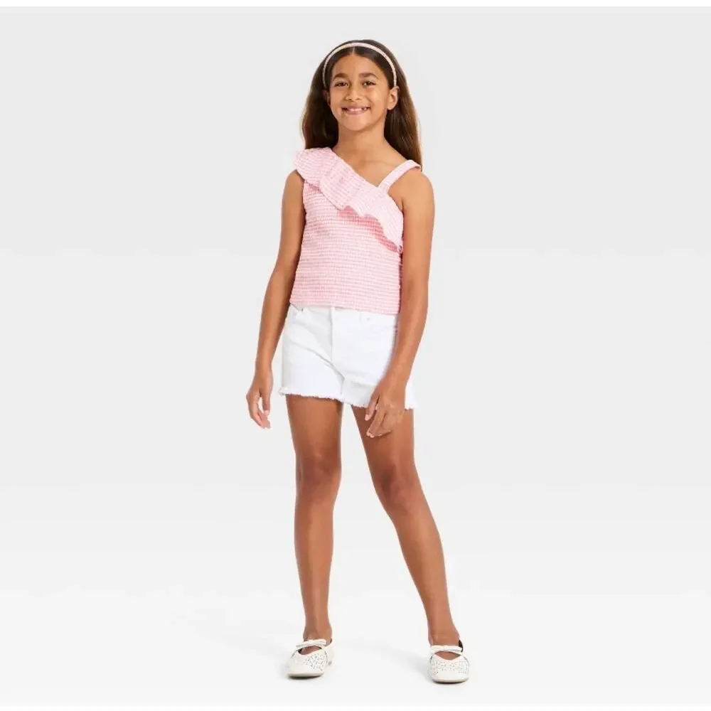Girls' Mid-Rise Cutoff Jean Shorts - Cat & Jack™ White
